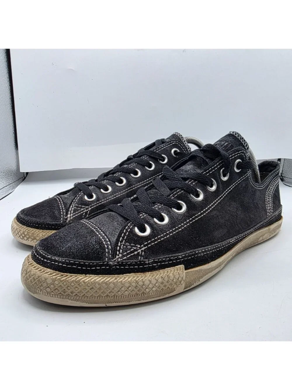 Converse All Star Mens Low Top Sneakers Mens 9 Black Leather Casual Shoes - Picture 3 of 14